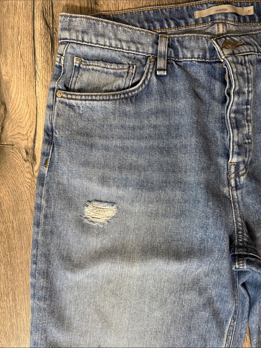Hudson Jeans Medium Blue Wide-Leg Distressed Denim - Picture 5 of 13